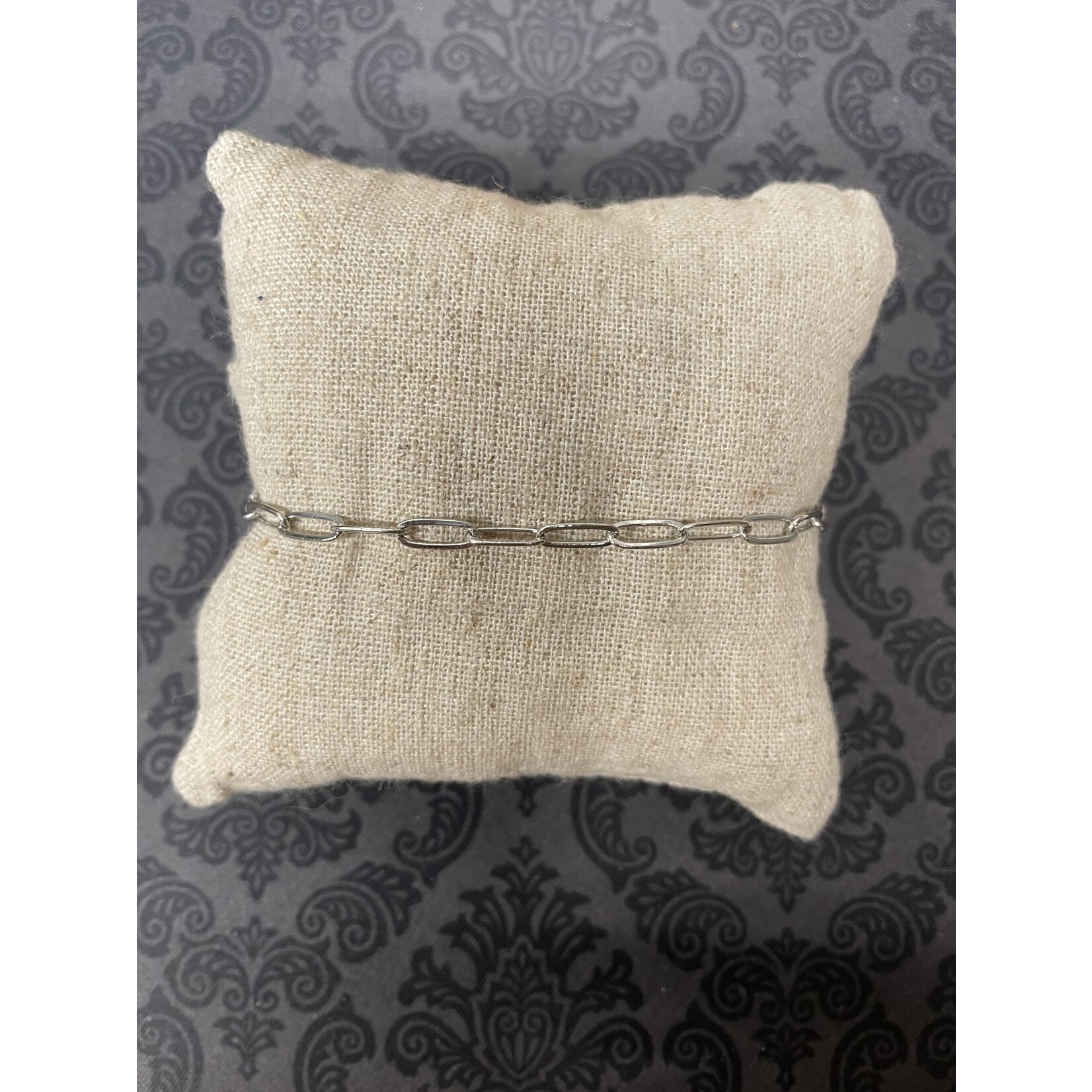 m. lynne designs pearl with silver paperclip chain bracelet