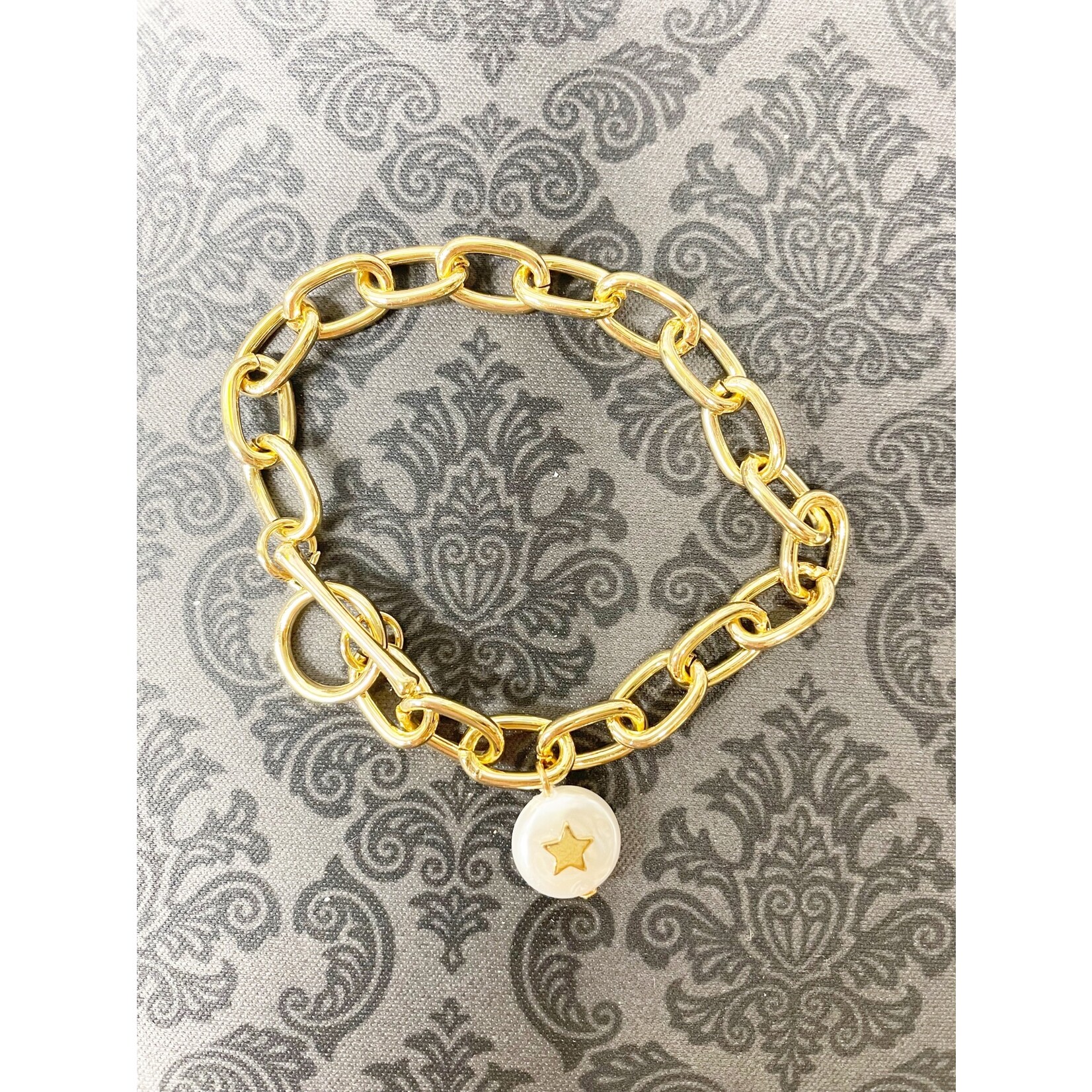 m. lynne designs gold link bracelet with pearl and star accent