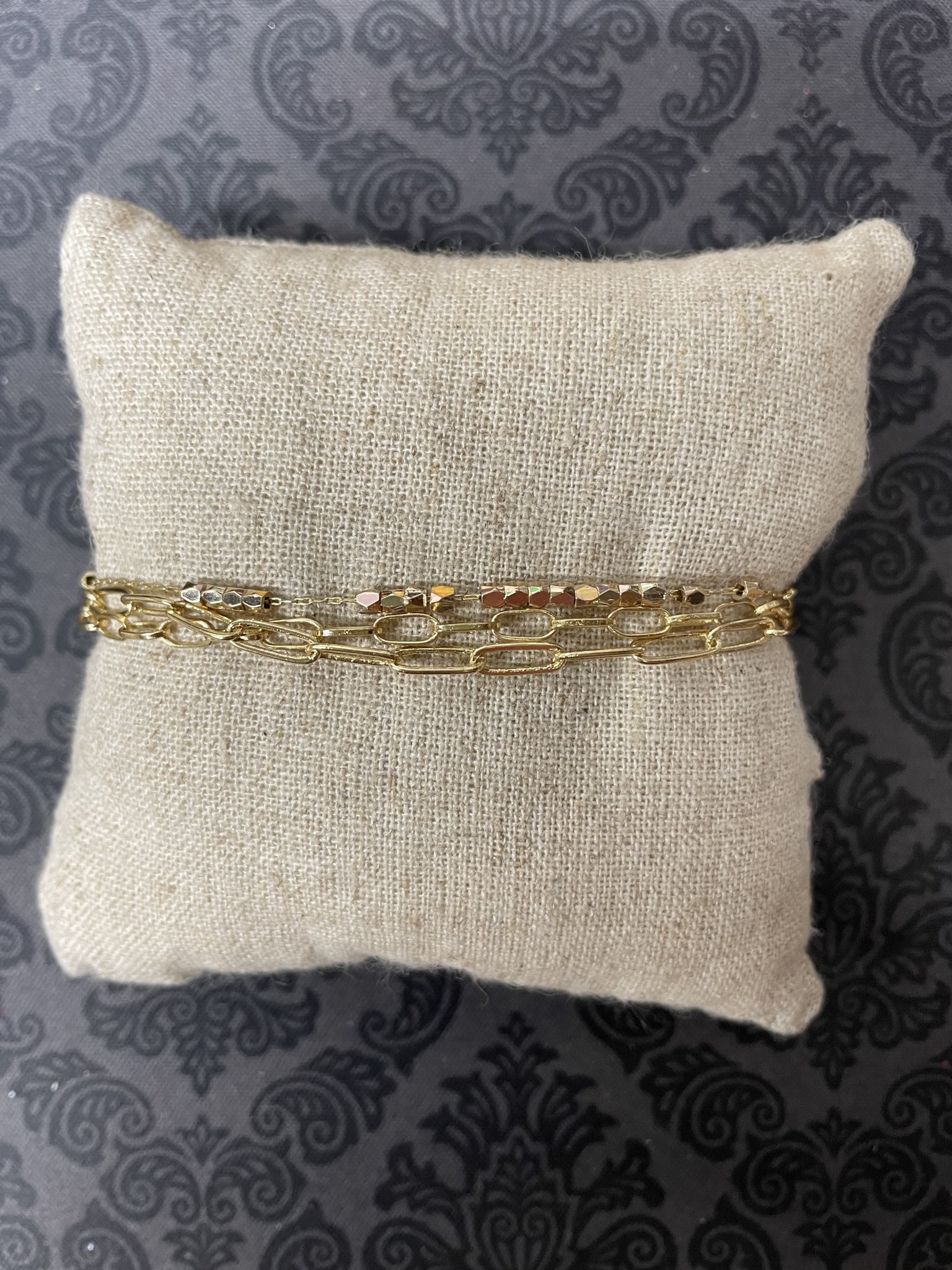 Bracelet, Multi Gold Paperclip Links
