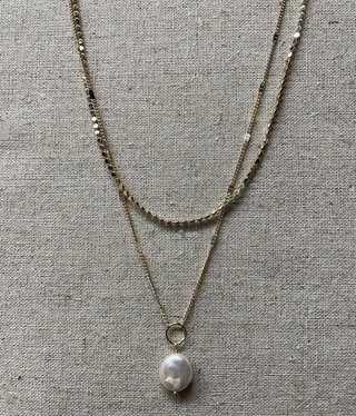 Necklace, Gold Double with Pearl