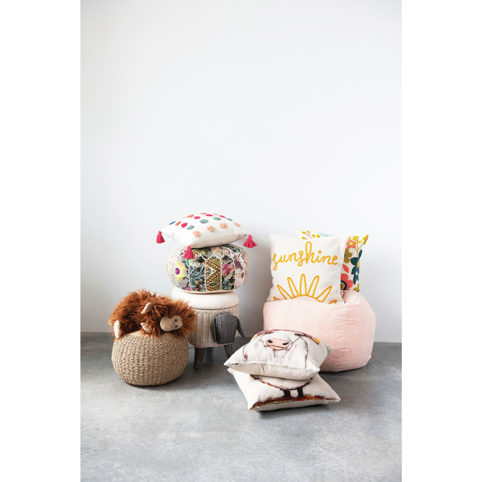 m. lynne designs cotton pillow with tufted dots & tassels