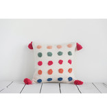 available at m. lynne designs Cotton Pillow with Tufted Dots & Tassels