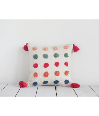 available at m. lynne designs Cotton Pillow with Tufted Dots & Tassels