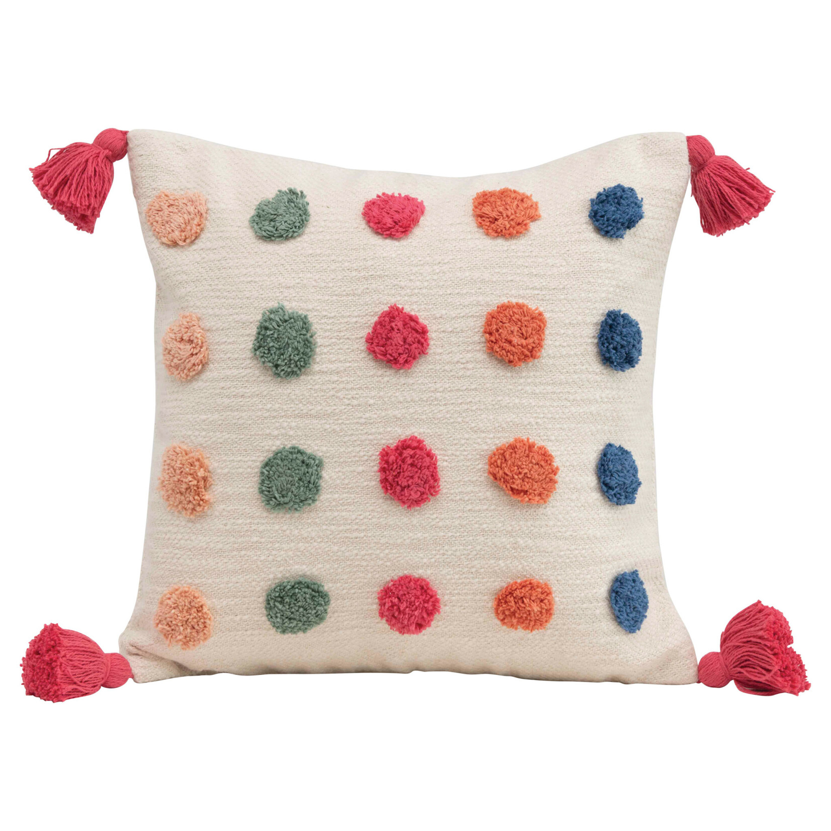 m. lynne designs cotton pillow with tufted dots & tassels