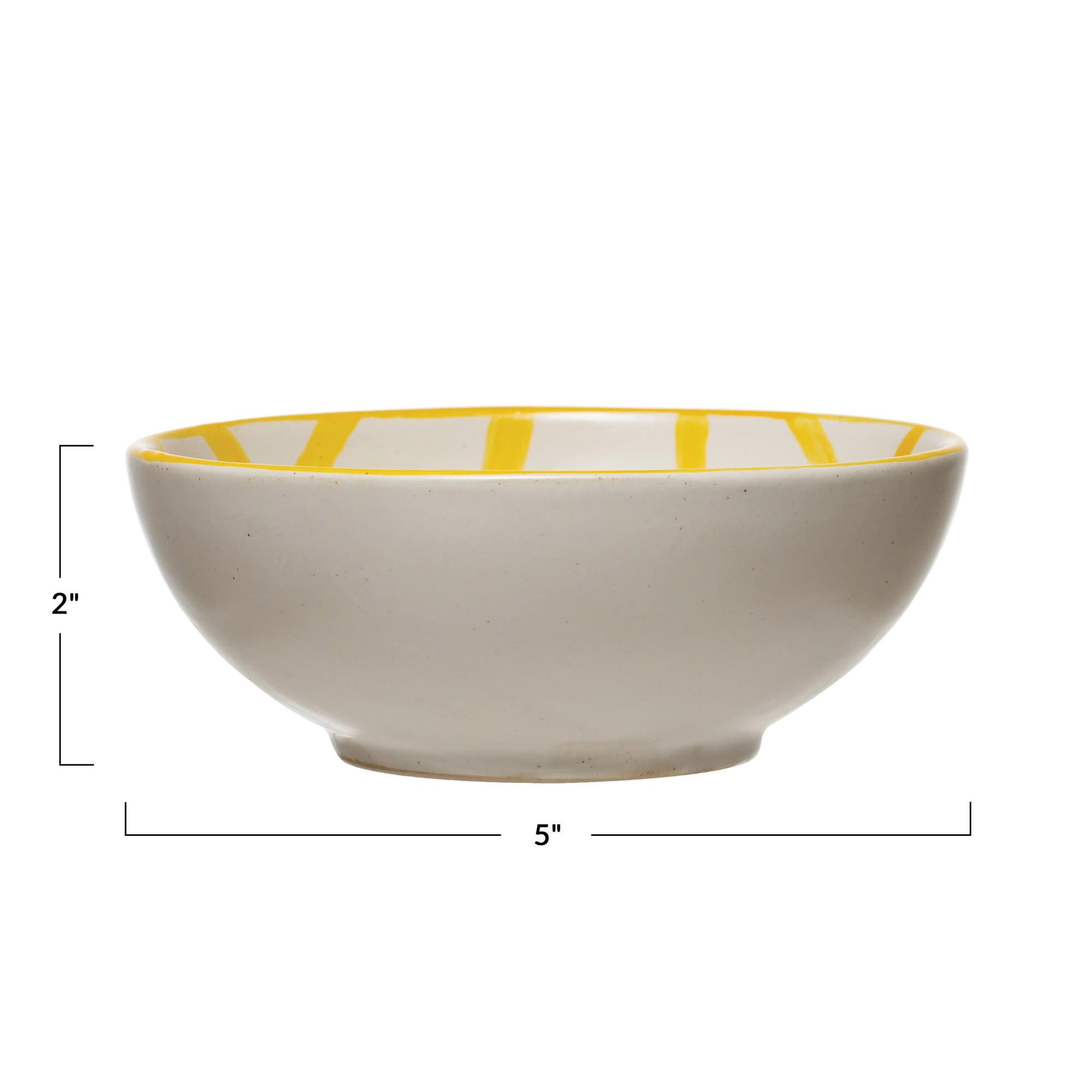 Yellow & Cream Grid Stoneware Bowl