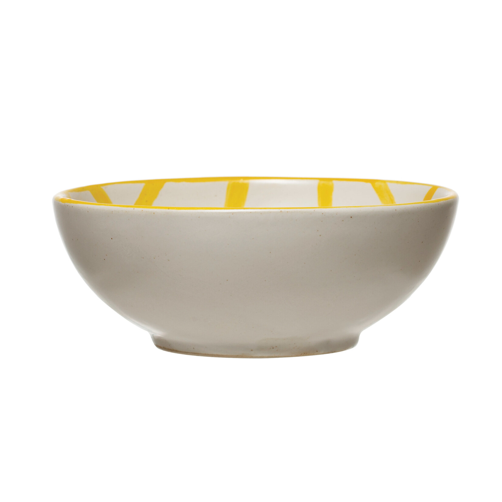 m. lynne designs yellow & cream grid stoneware bowl