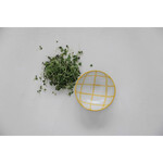 m. lynne designs yellow & cream grid stoneware bowl