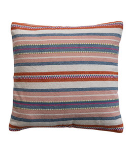 Woven Cotton Pillow with Stripes