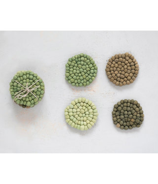 available at m. lynne designs Wool Felt Ball Coasters, Greens