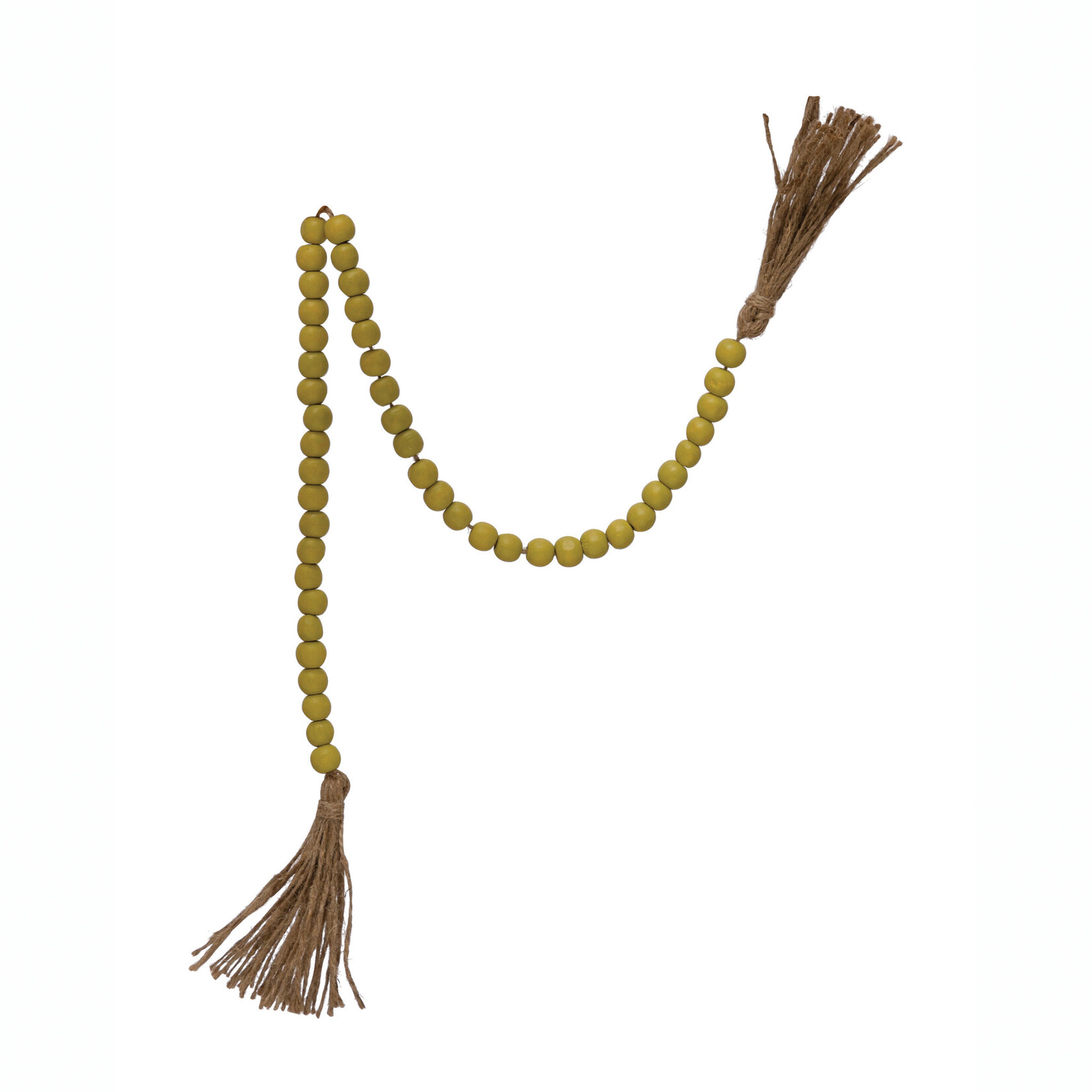 m. lynne designs lime wood bead garland with jute tassels