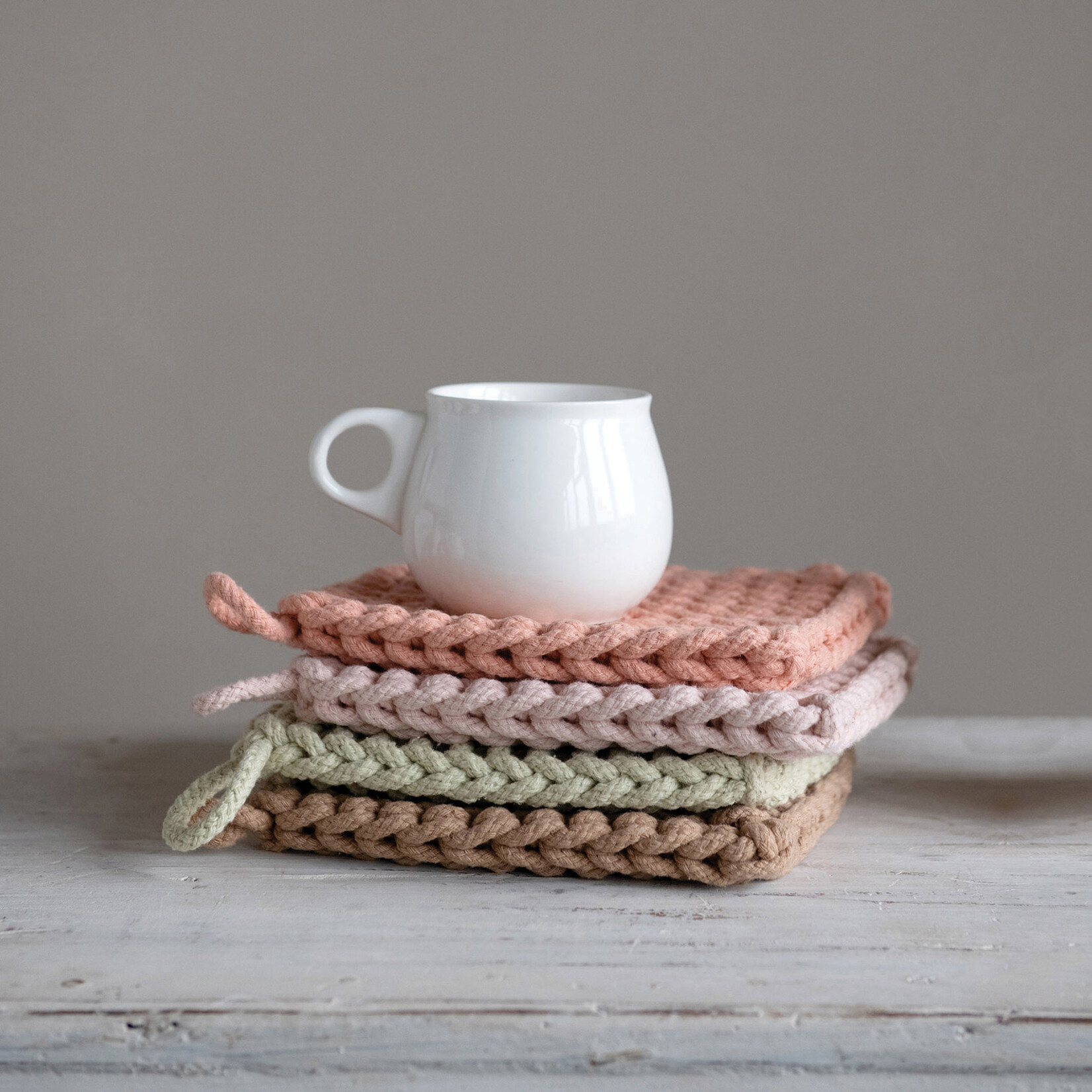 cotton crocheted pot holder