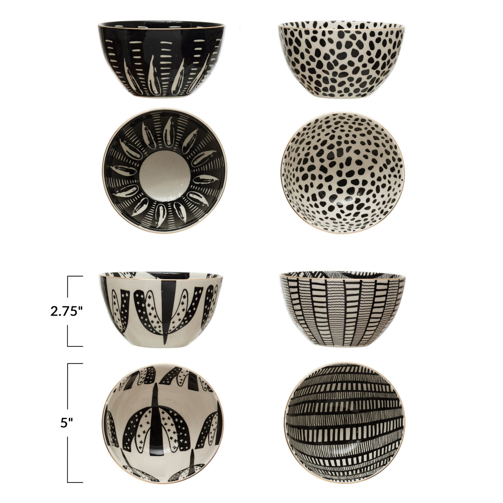 m. lynne designs black & white stoneware bowl