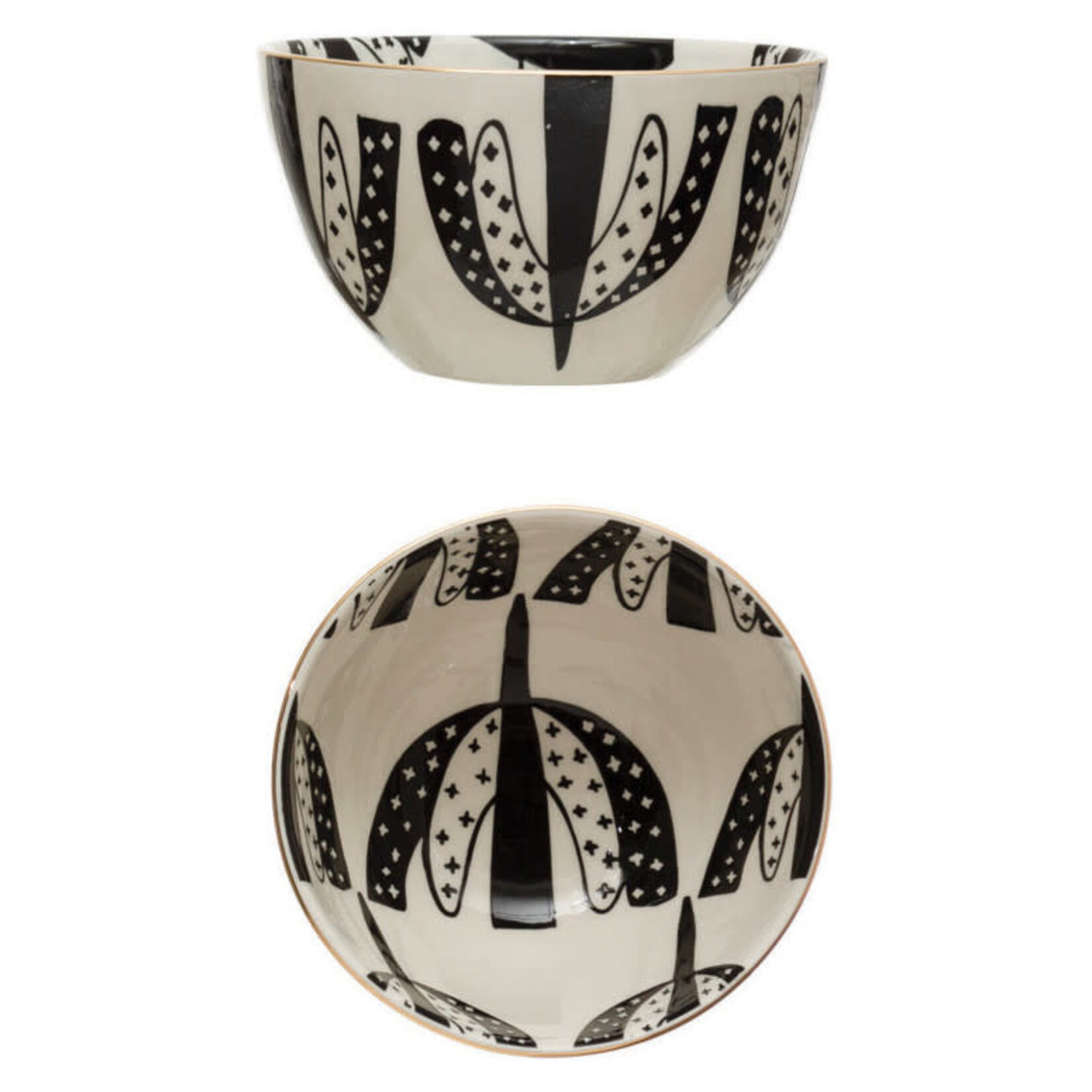 m. lynne designs black & white stoneware bowl