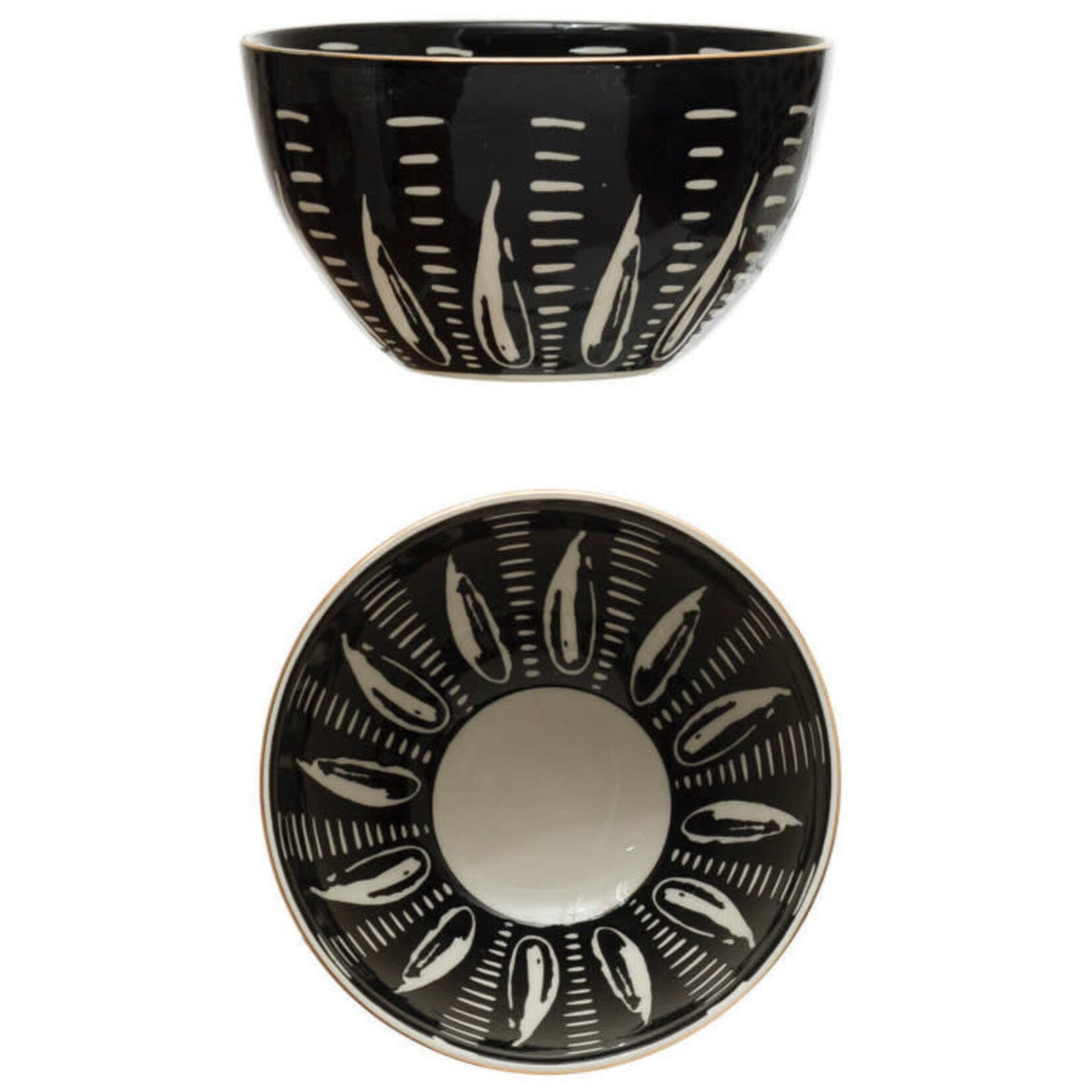 m. lynne designs black & white stoneware bowl