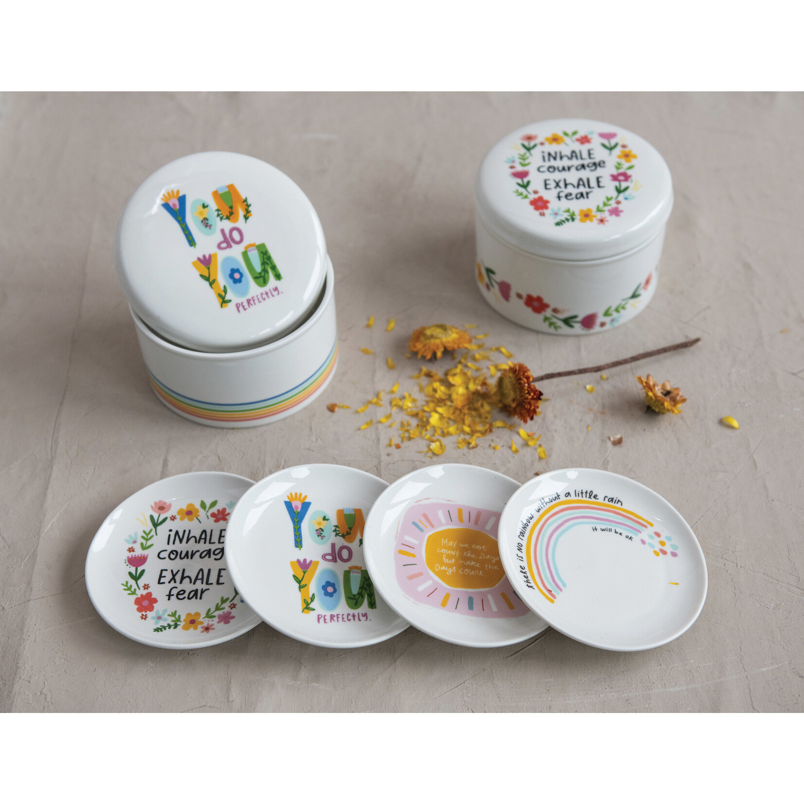 m. lynne designs trinket dish with colorful quote