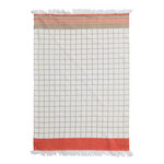 m. lynne designs coral & tan geometric tea towel