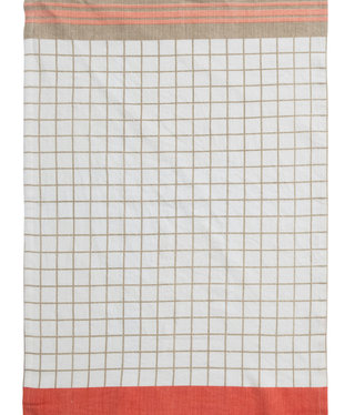 Coral & Tan Geometric Tea Towel