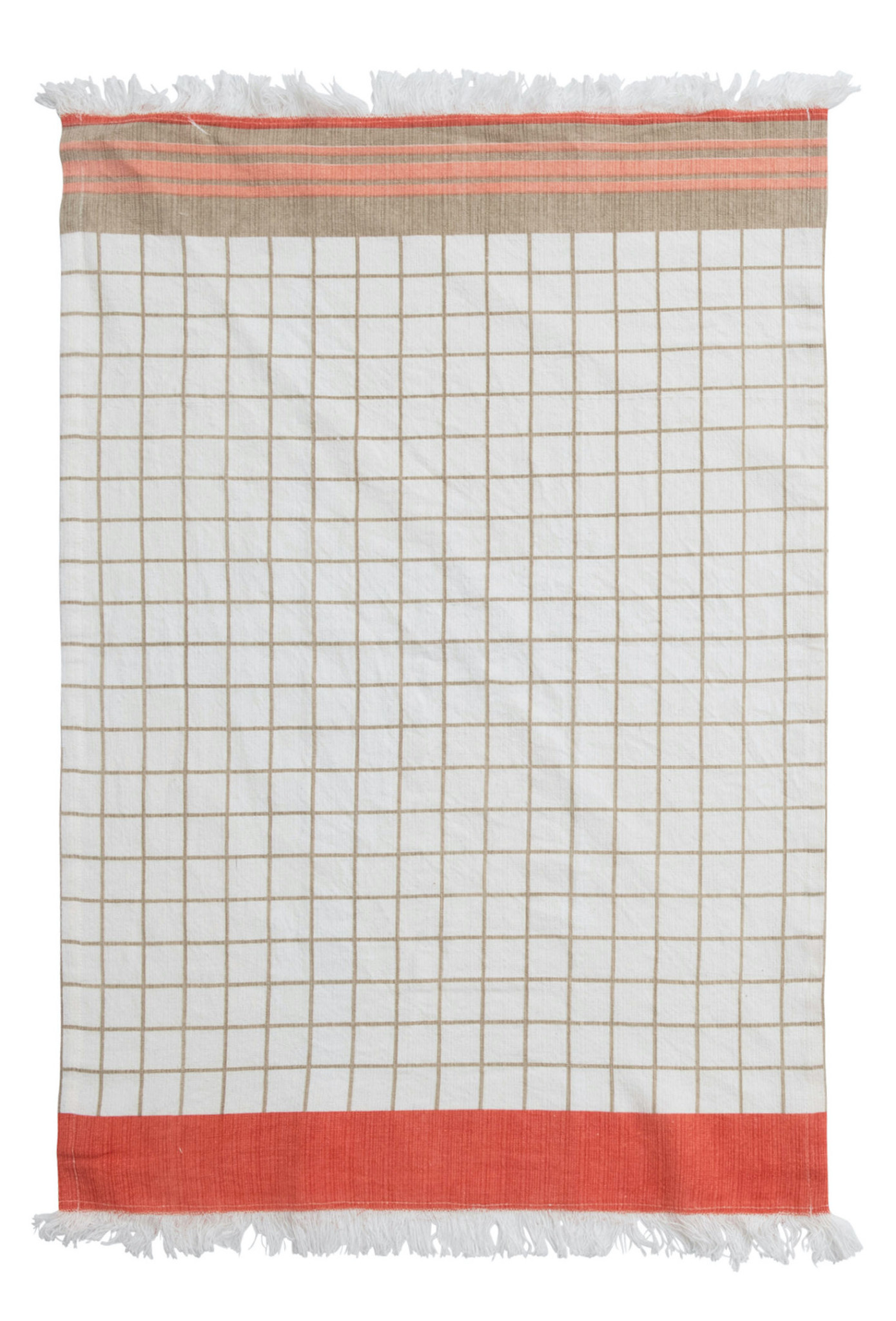 available at m. lynne designs Coral & Tan Geometric Tea Towel