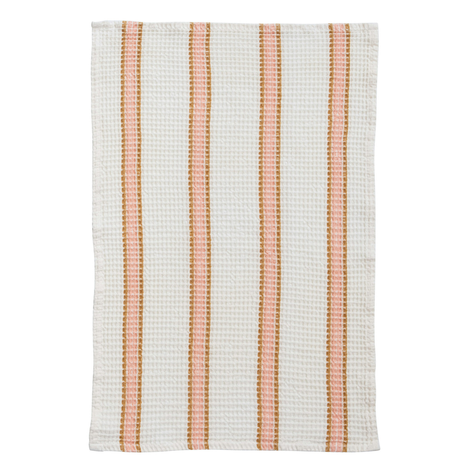 m. lynne designs coral & mustard textured tea towel