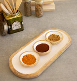 available at m. lynne designs Wooden Serving Tray with White Enamel, Set of Four