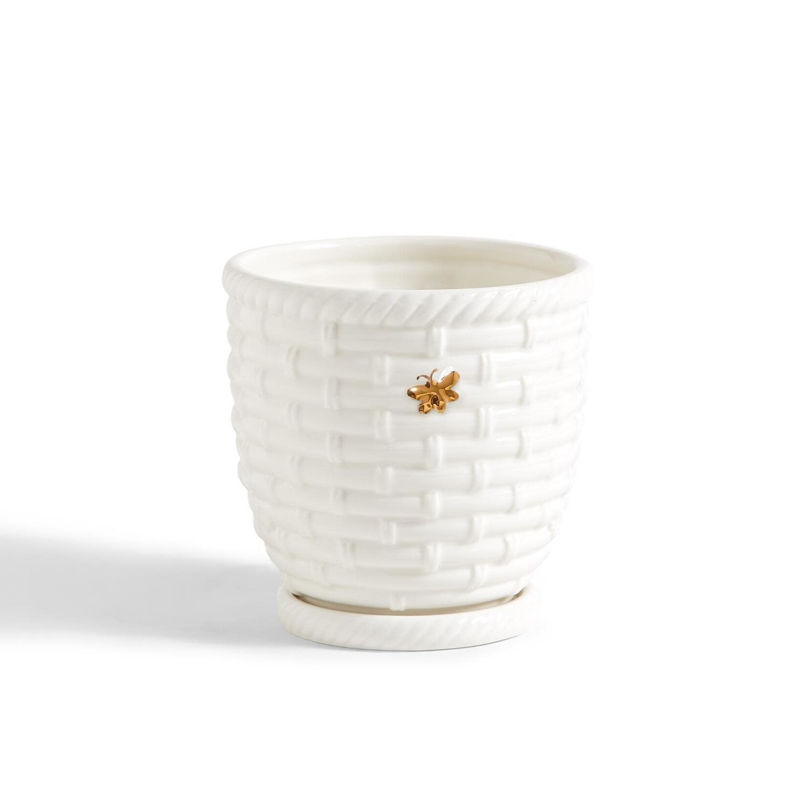 m. lynne designs bee skep planter with saucer