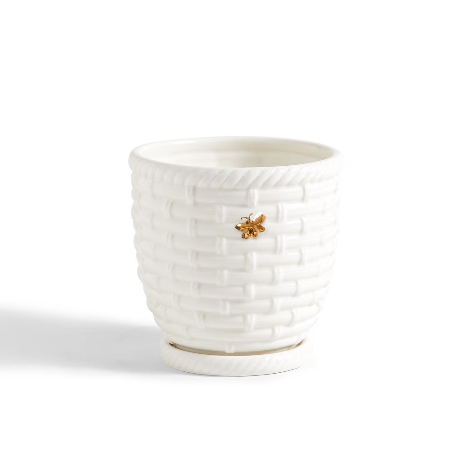 available at m. lynne designs Bee Skep Planter with Saucer