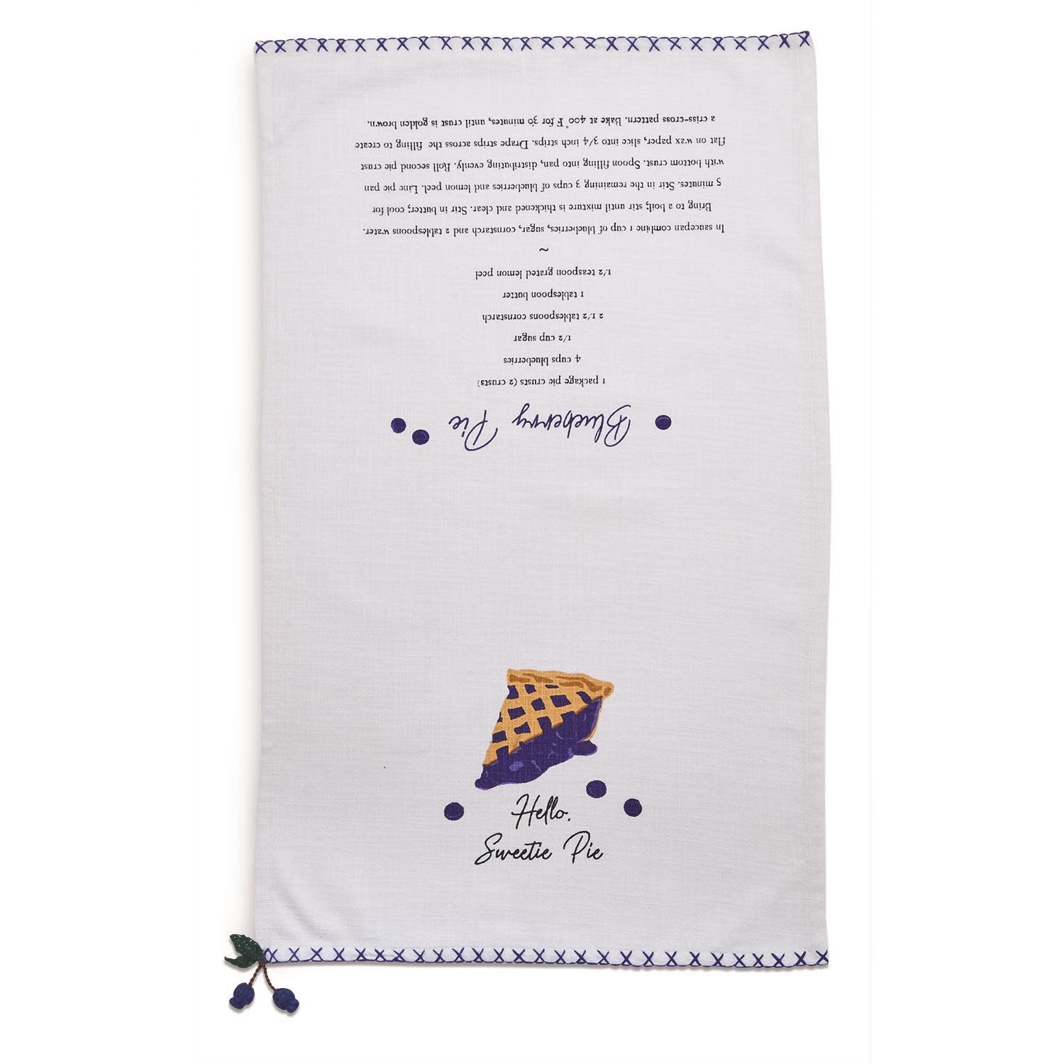 available at m. lynne designs Blueberry Sweetie Pie Tea Towel