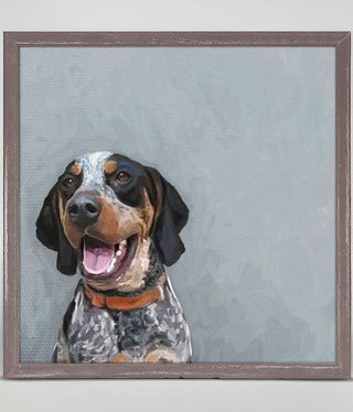 available at m. lynne designs Bluetick Coonhound Framed Canvas