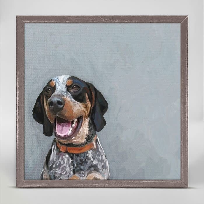 available at m. lynne designs Bluetick Coonhound Framed Canvas