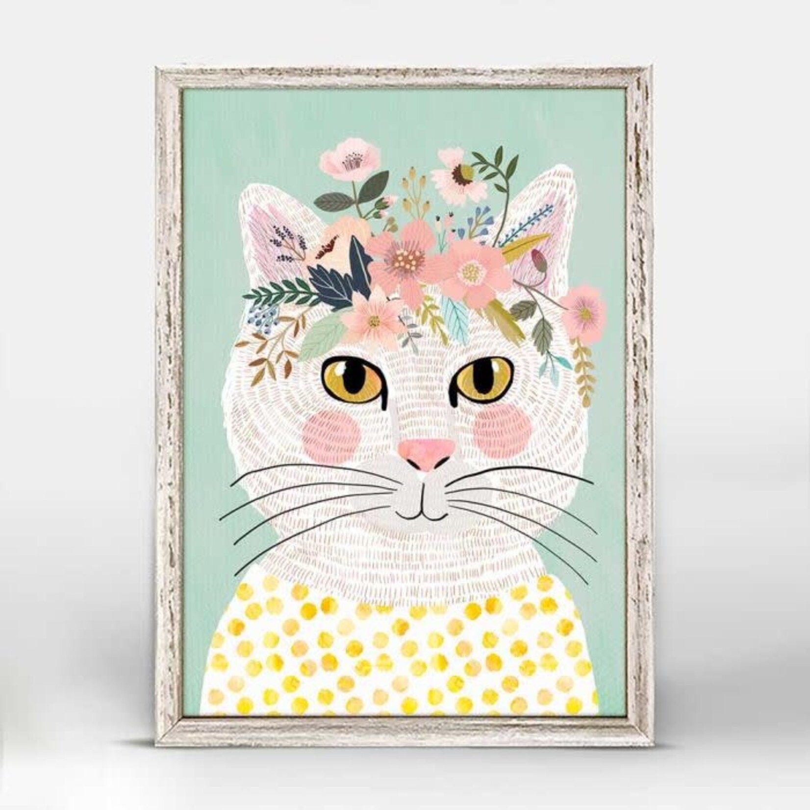 m. lynne designs grey the cat framed canvas