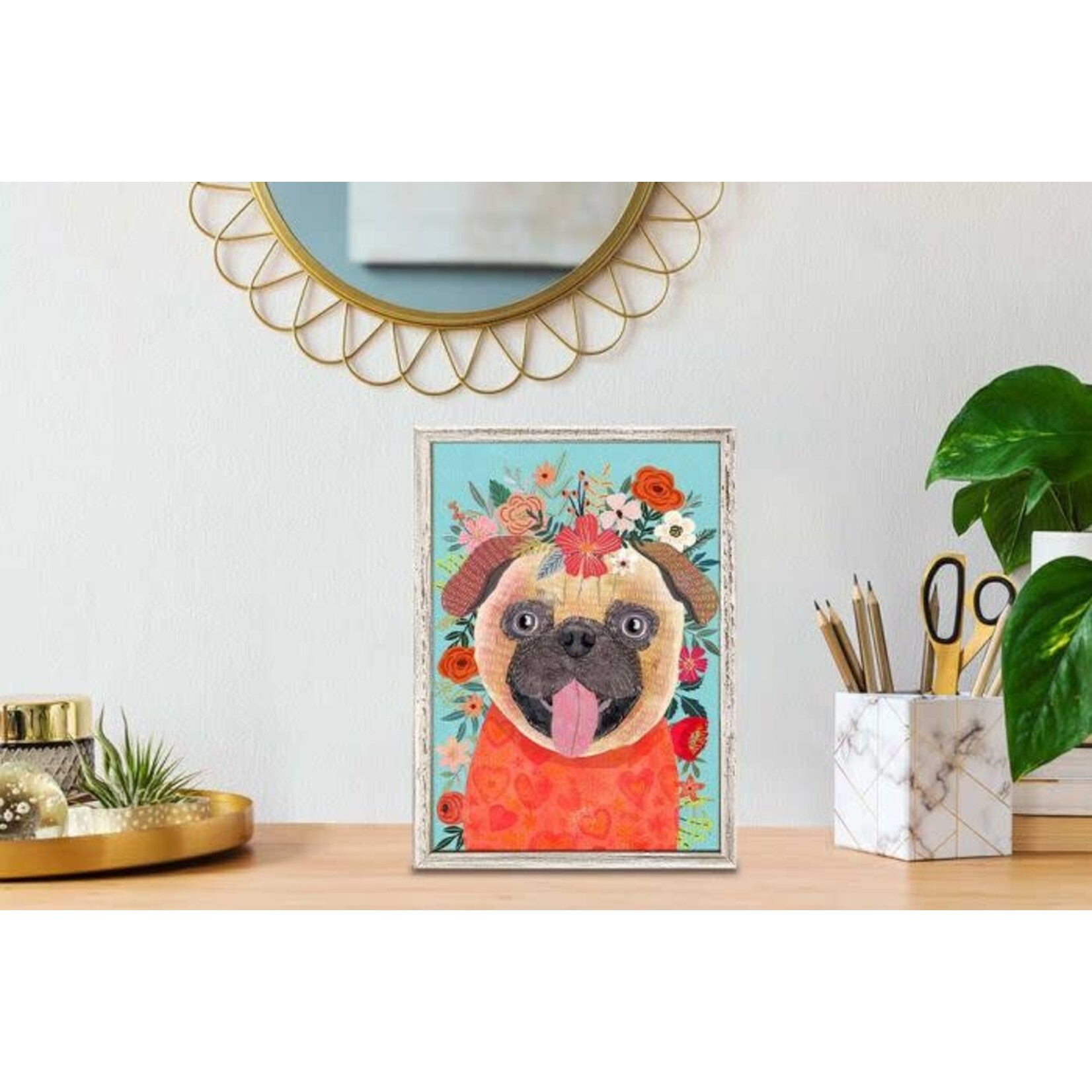 m. lynne designs love pug framed canvas