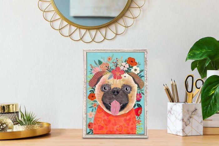 available at m. lynne designs love pug framed canvas