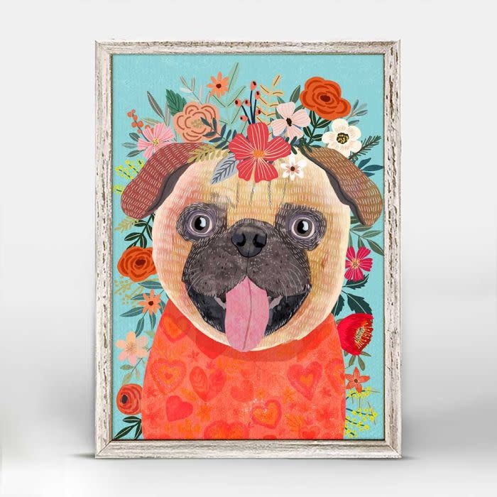 available at m. lynne designs Love Pug Framed Canvas