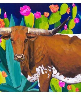 available at m. lynne designs Desert Longhorn Cattle Framed Canvas