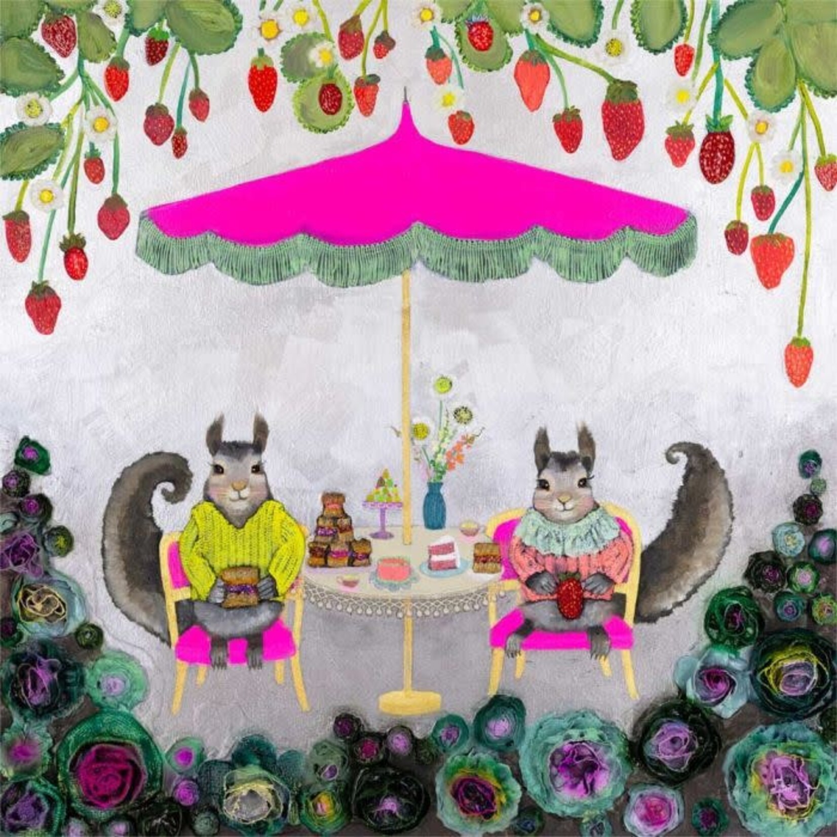 m. lynne designs squirrel's house framed canvas