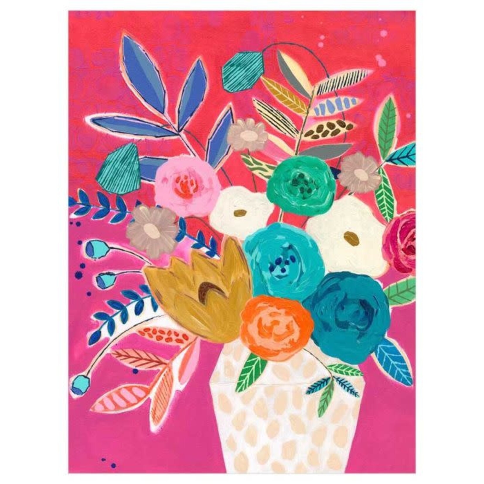 m. lynne designs hot pink vibrant flowers canvas
