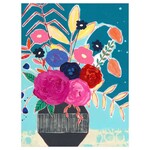 m. lynne designs teal vibrant flowers canvas
