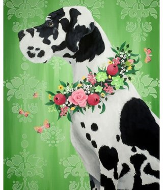 available at m. lynne designs Great Dane on Green Framed Canvas