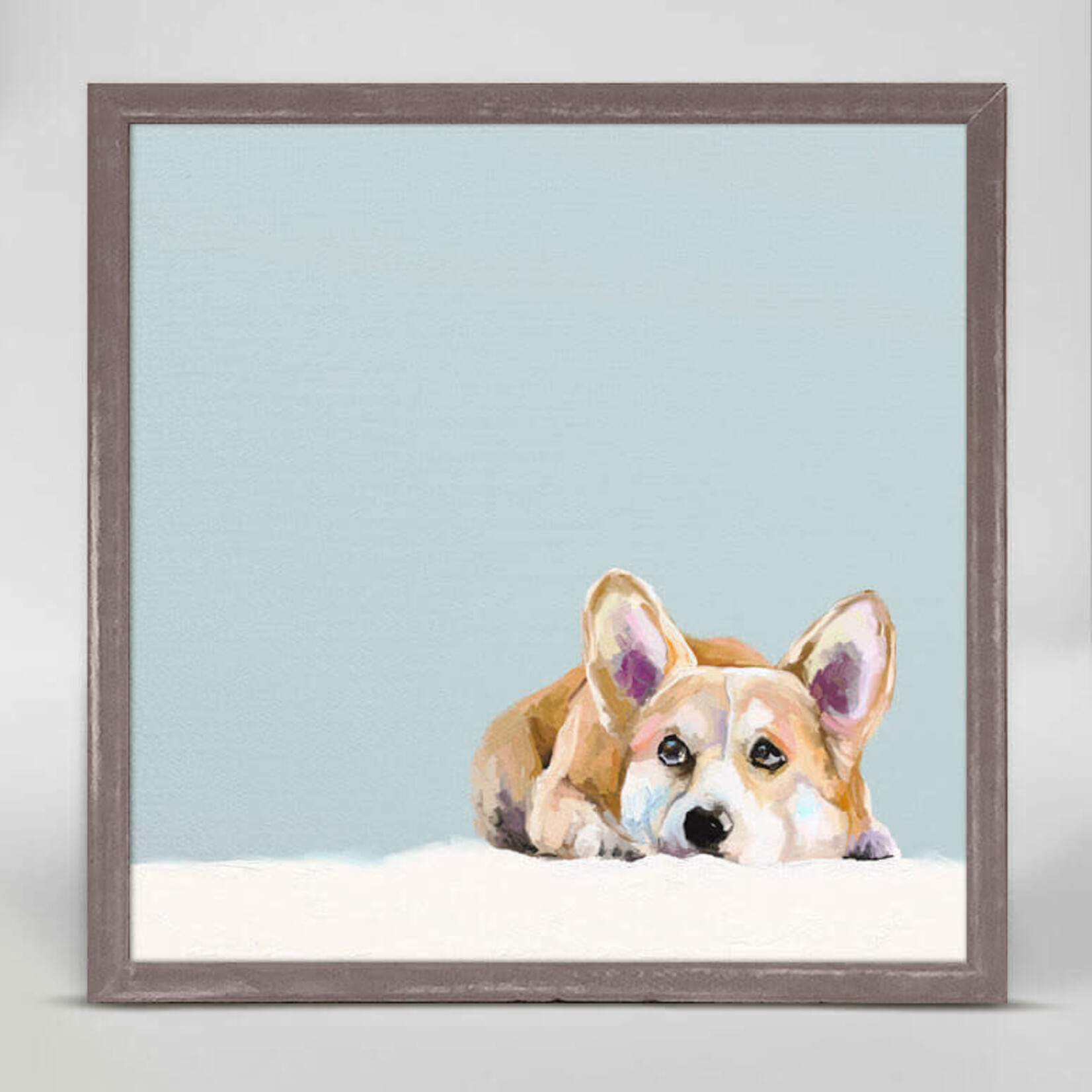 m. lynne designs contemplative corgi framed canvas