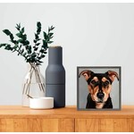 m. lynne designs leroy wants a treat framed canvas