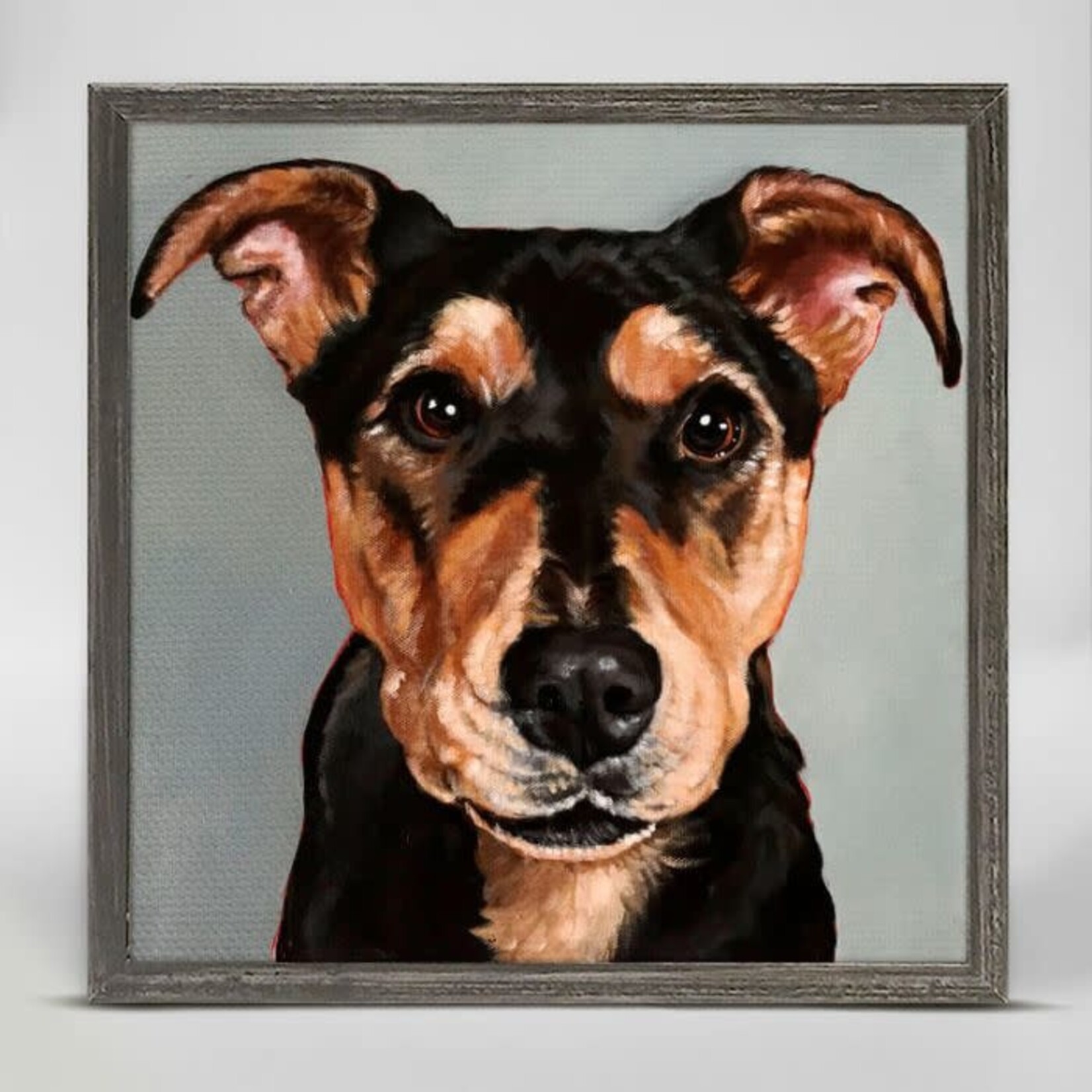 m. lynne designs leroy wants a treat framed canvas