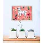 m. lynne designs garden pup on coral framed canvas