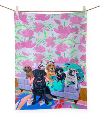 available at m. lynne designs Dog Tales Tea Towel