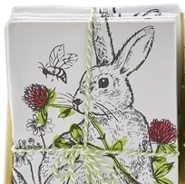 available at m. lynne designs black & white bunny tea towel