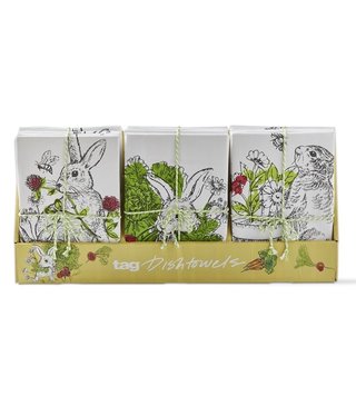 available at m. lynne designs black & white bunny tea towel