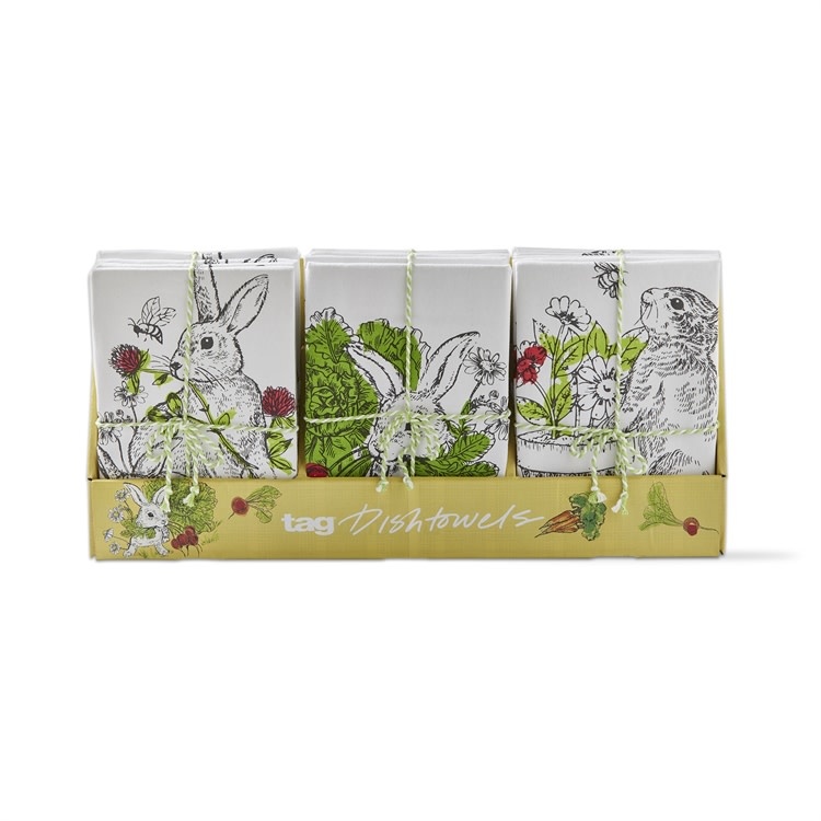 available at m. lynne designs Black & White Bunny Tea Towels