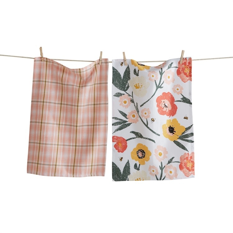 available at m. lynne designs Bee Blossom Tea Towel, Set of Two