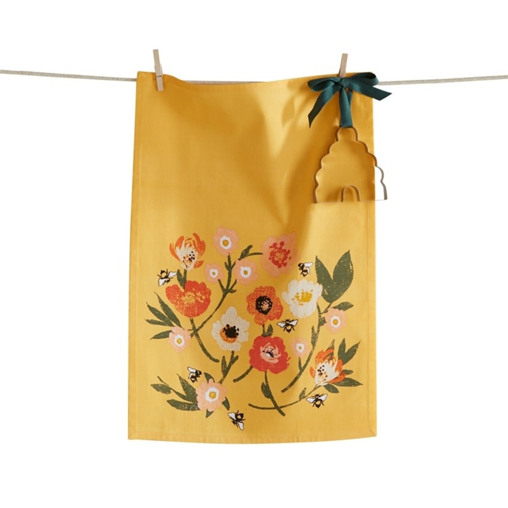 m. lynne designs bee blossom with cookie cutter tea towel
