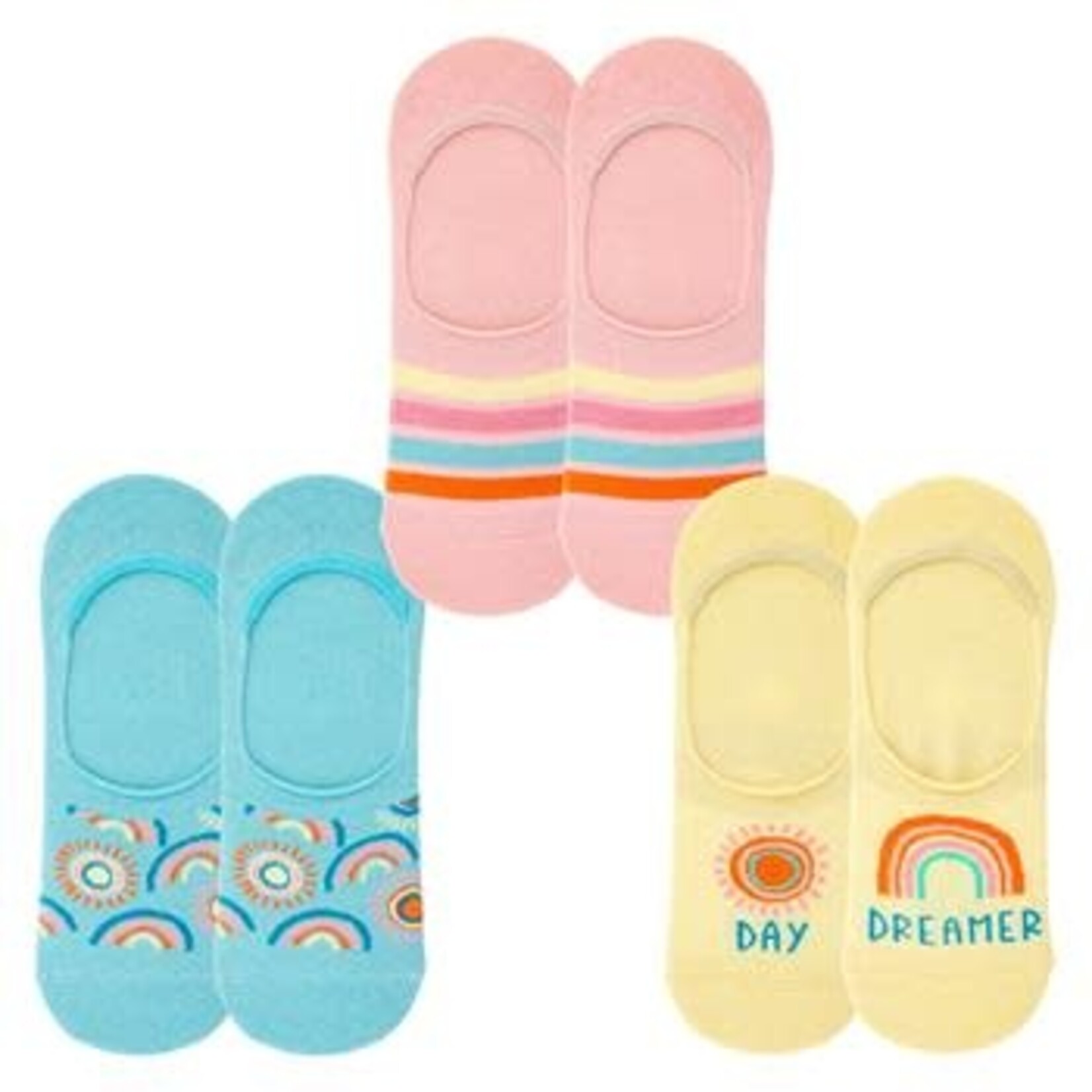 m. lynne designs rainbow no show set of three socks