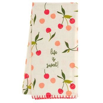 available at m. lynne designs Cherries Sweet Tea Towel